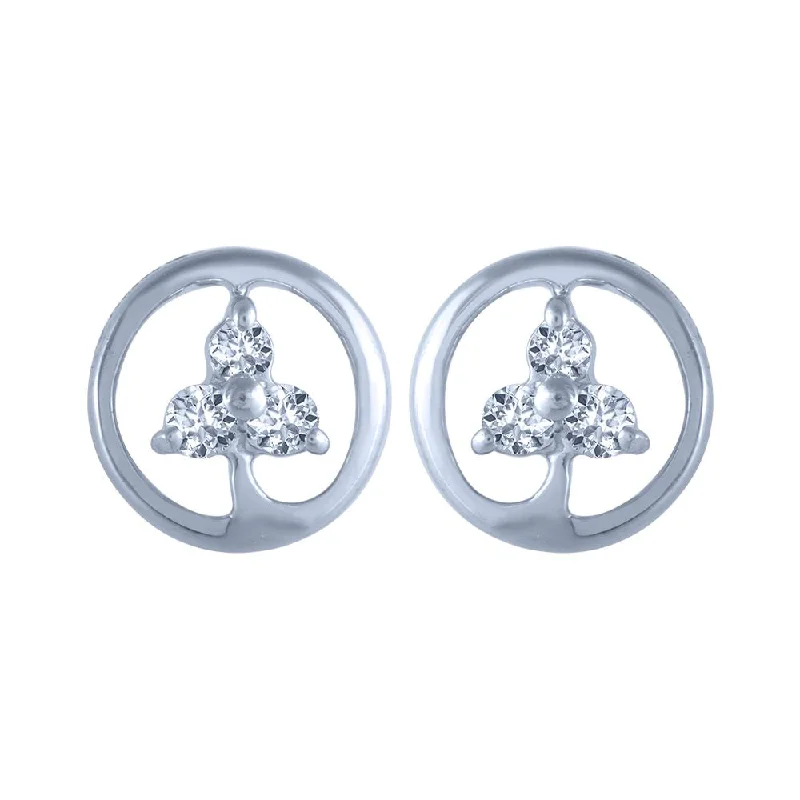 Women’s diamond earrings for wedding-14k (585) White Gold And Diamond Stud Earrings For Women