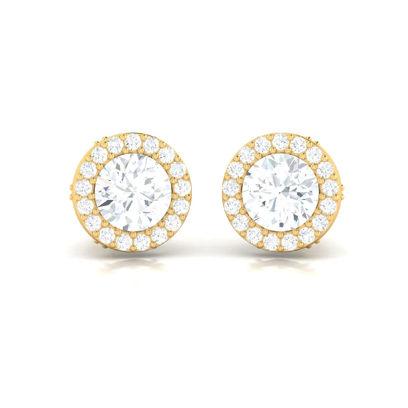 Women’s gold diamond earrings-Classic Solitaire Diamond Studs