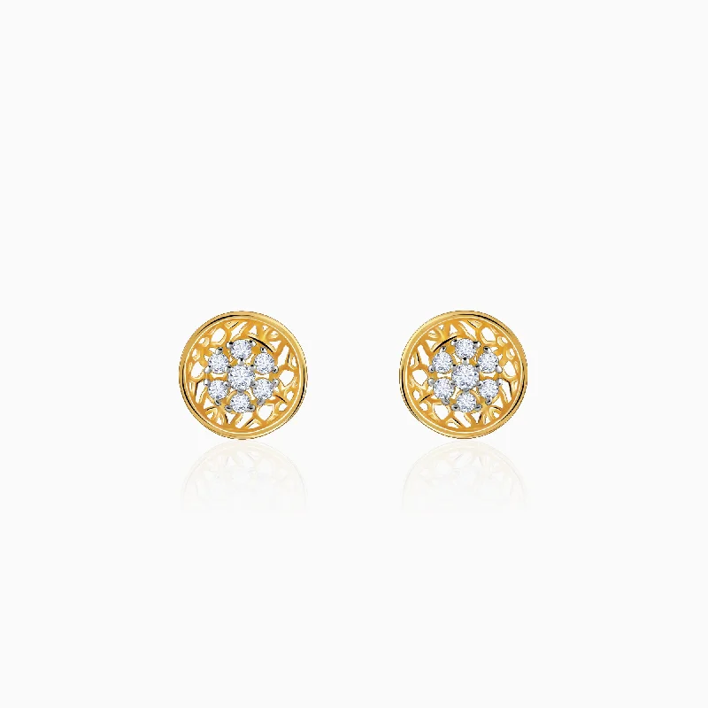 Women’s crystal stud earrings-Gold Plethora Diamond Earrings