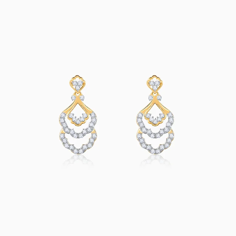 Women’s gold-plated earrings-Gold Nevara Diamond Earrings