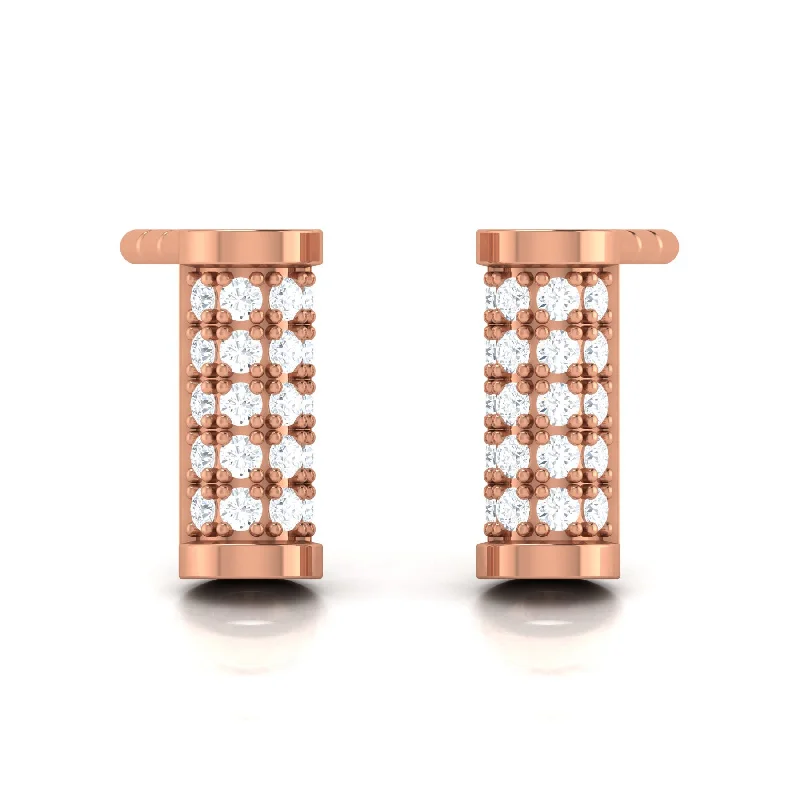 Women’s gemstone earrings-Stylish Bar Diamond Studs