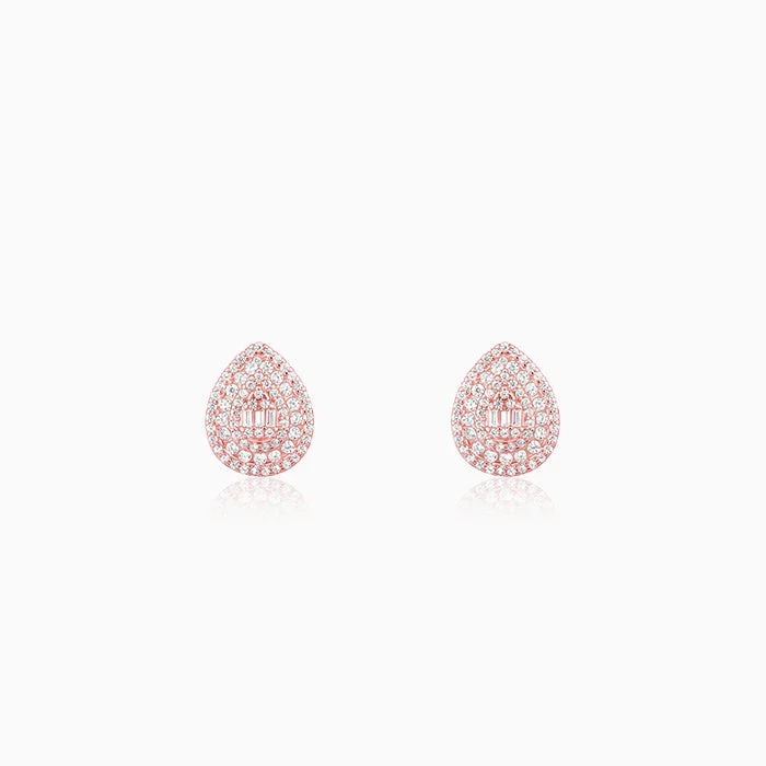 Women’s contemporary earrings-Rose Gold Dazzling Drop Earrings