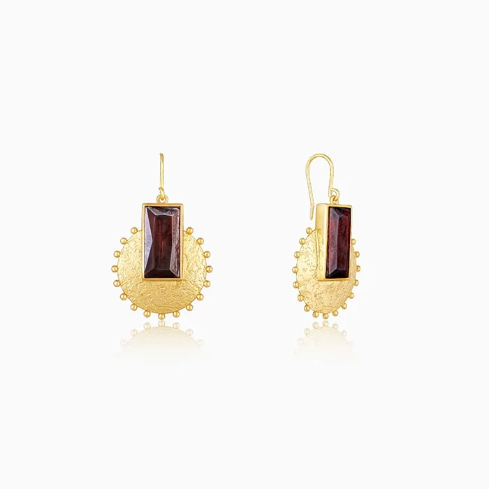 Women’s pearl drop earrings-Golden Ruby's Coin Earrings