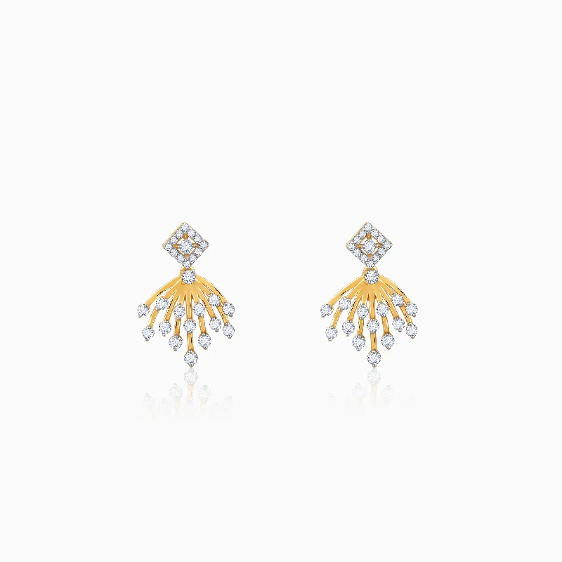 Women’s trendy hoop earrings-Gold Sparkling Arc Diamond Earrings