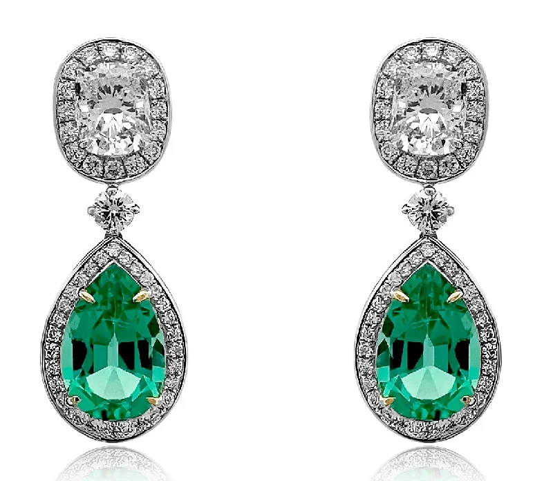 Women’s celestial earrings-Stunning Diamond  Earrings 3.26 cts TW Emerald Pan Cution 5.51 cts