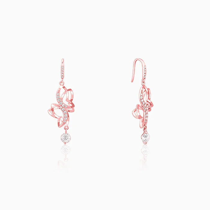 Women’s monogram earrings-Rose Gold Shining Butterfly Earrings