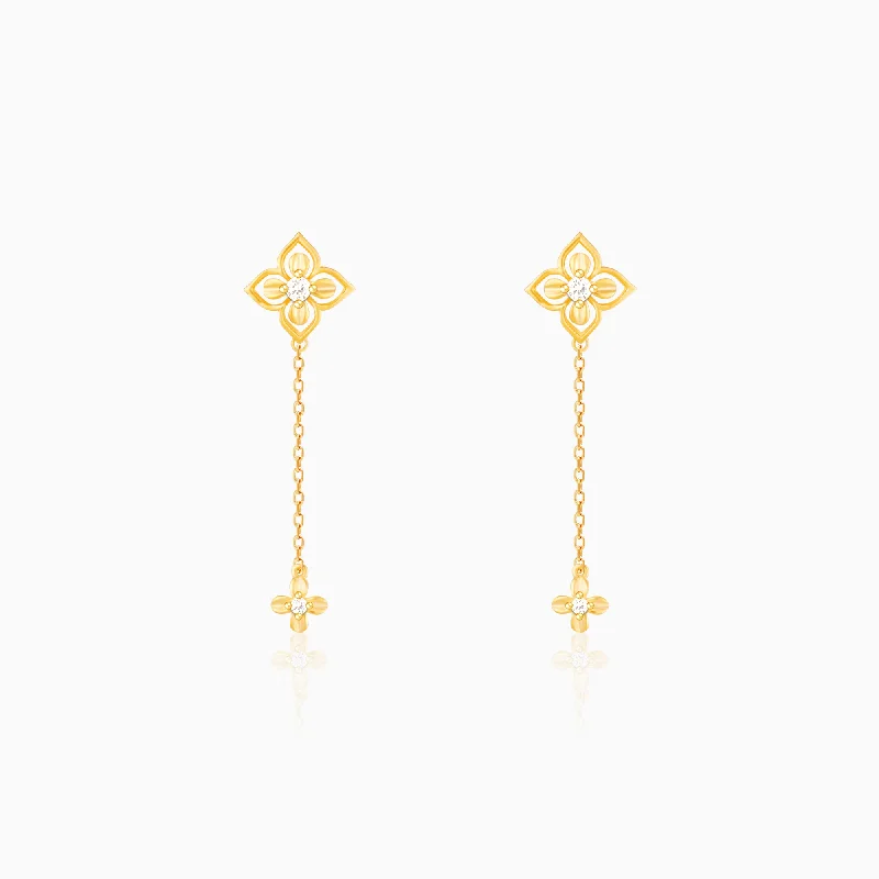 Women’s birthday earrings-Golden Artsy Floral Earrings