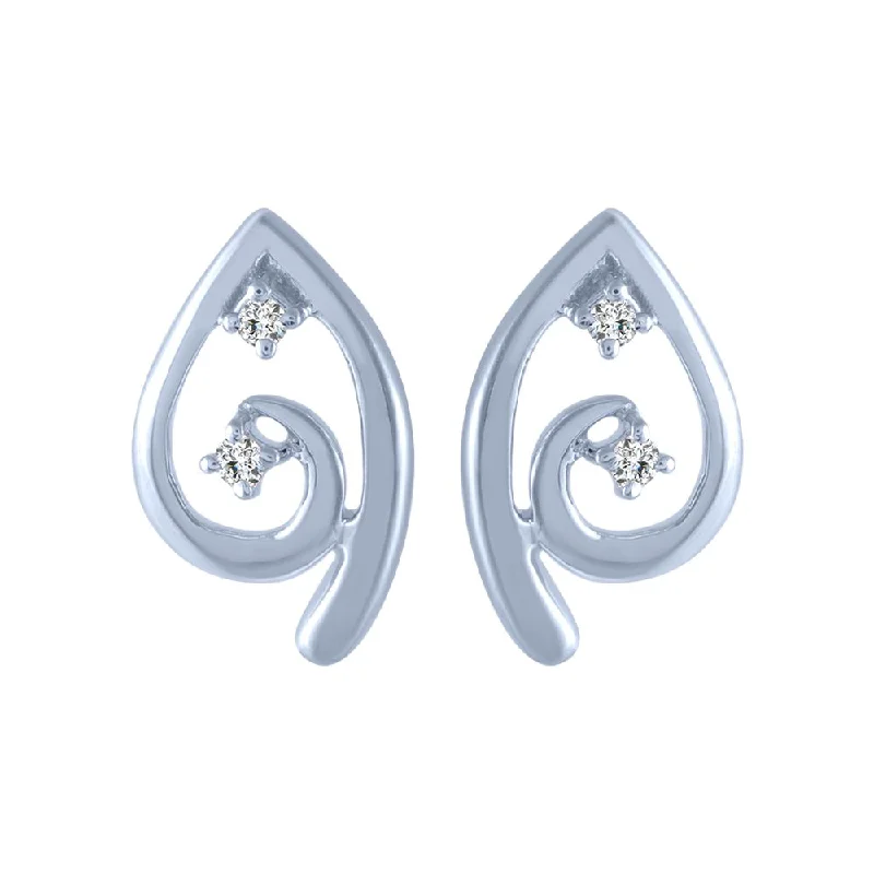 Women’s trendy earrings-14k (585) White Gold And Diamond Stud Earrings For Women