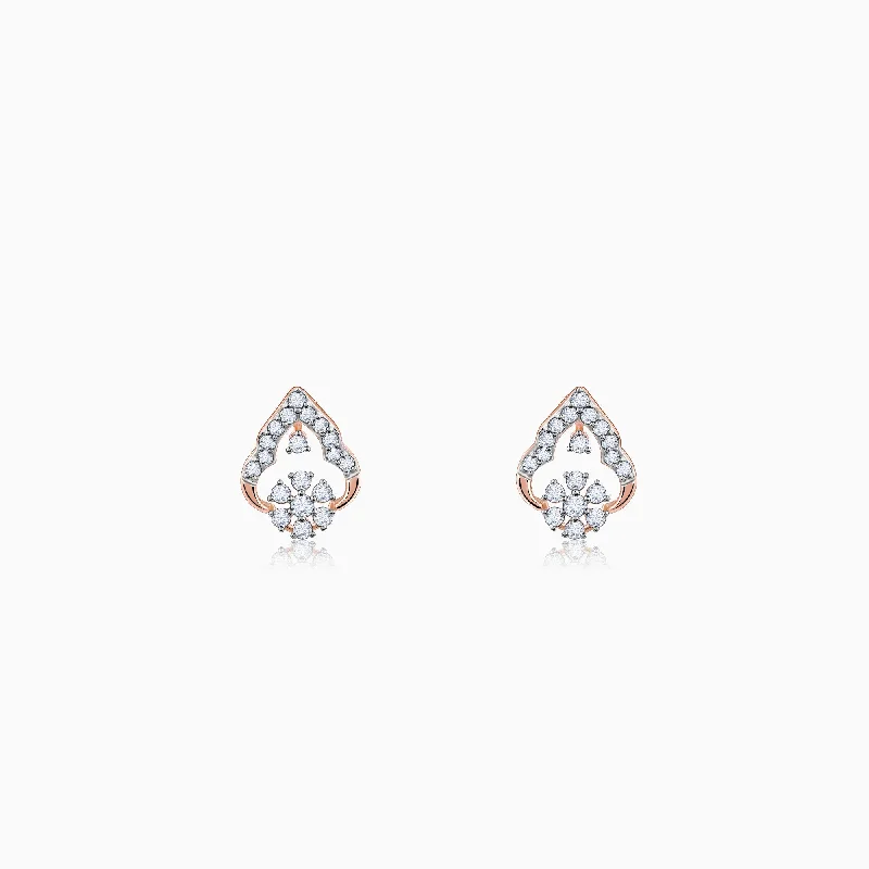 Women’s fine earrings-Rose Gold Grogeous Drop Diamond Earrings