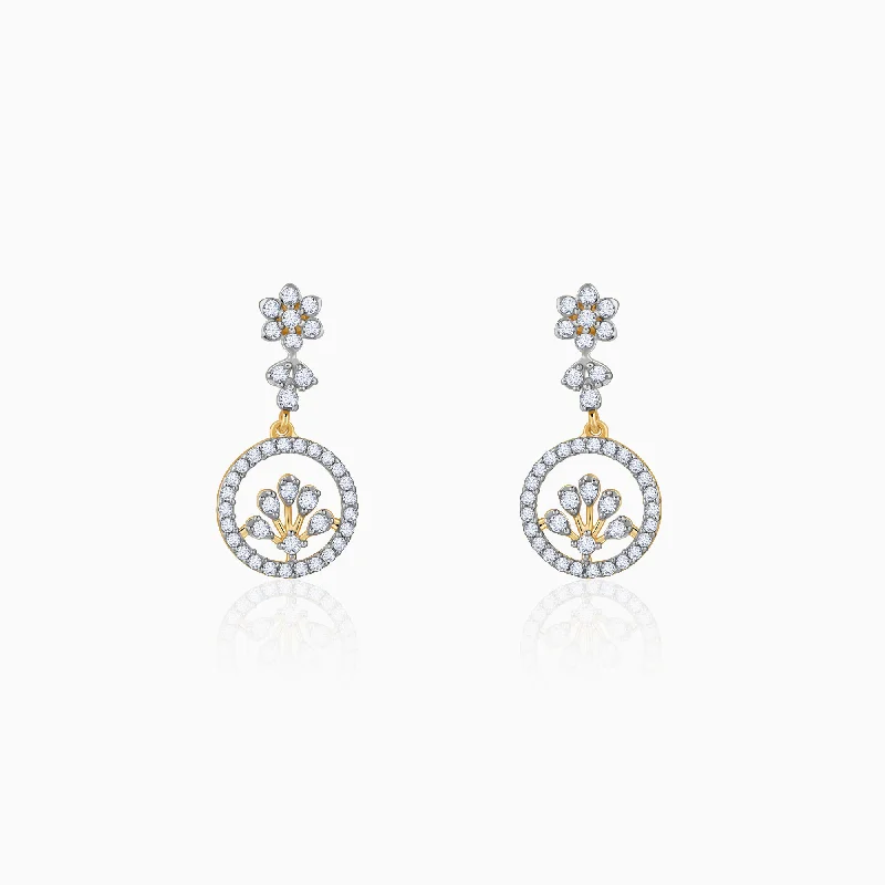 Women’s fashionable earrings-Gold Daisy Loop Diamond Earrings