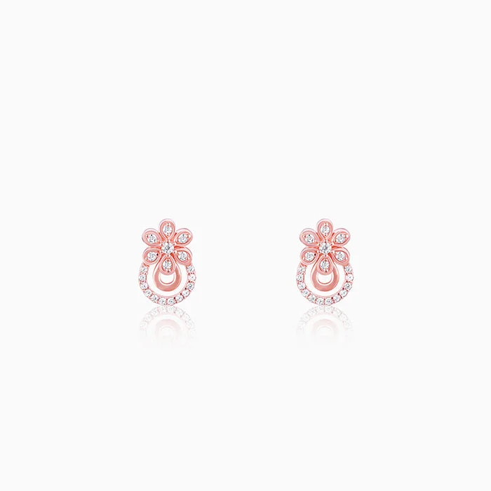 Women’s modern earrings-Rose Gold Floral Arch Earrings