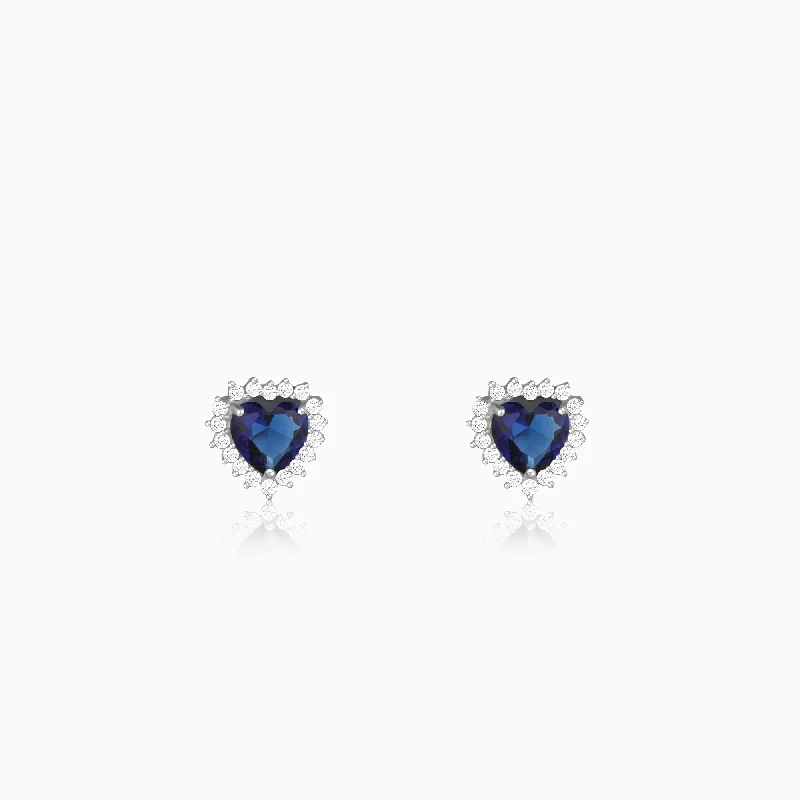 Women’s celestial earrings-Silver Heart Of The Ocean Studs