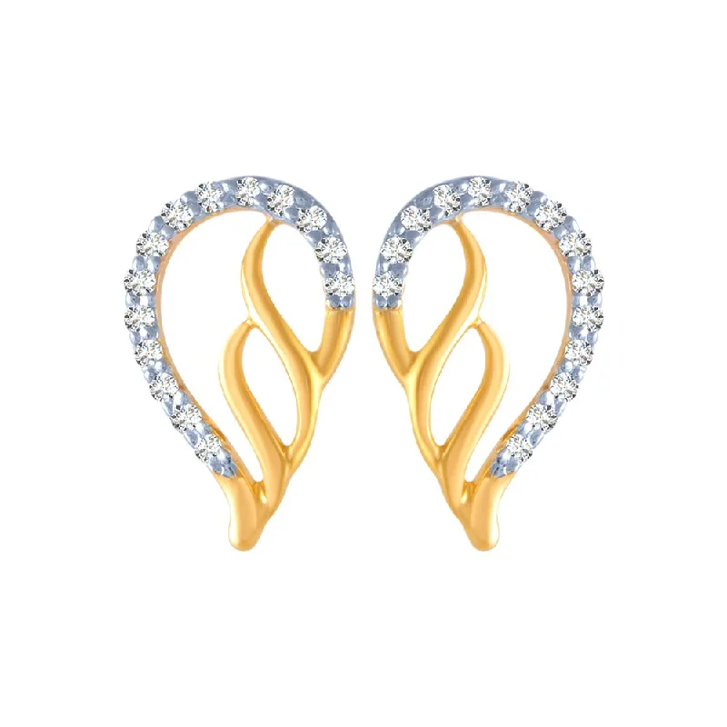 Women’s diamond drop earrings-14k (585) Yellow Gold And Diamond Stud Earrings For Women