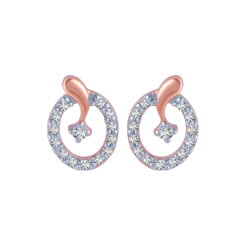 Women’s colorful gem earrings-14KT (585) Rose Gold And Diamond Stud Earrings For Women