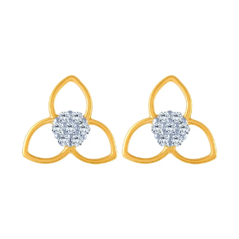 Women’s elegant hoop earrings-14k (585) Yellow Gold And Diamond Stud Earrings For Women