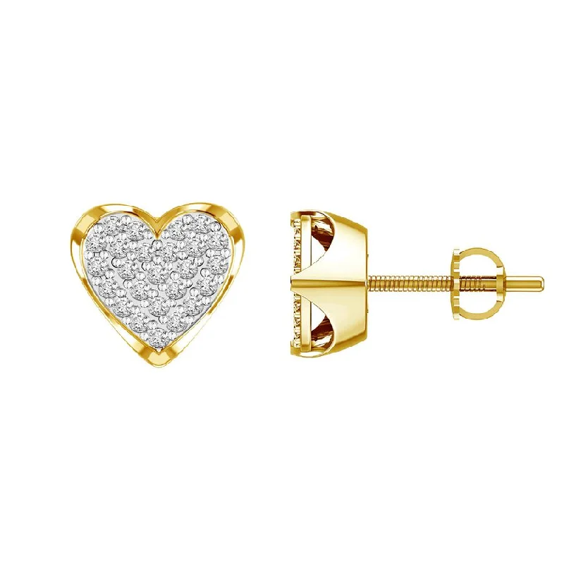 Women’s drop earrings-MEN'S STUD EARRINGS 0.15CT ROUND DIAMOND 10K YELLOW GOLD