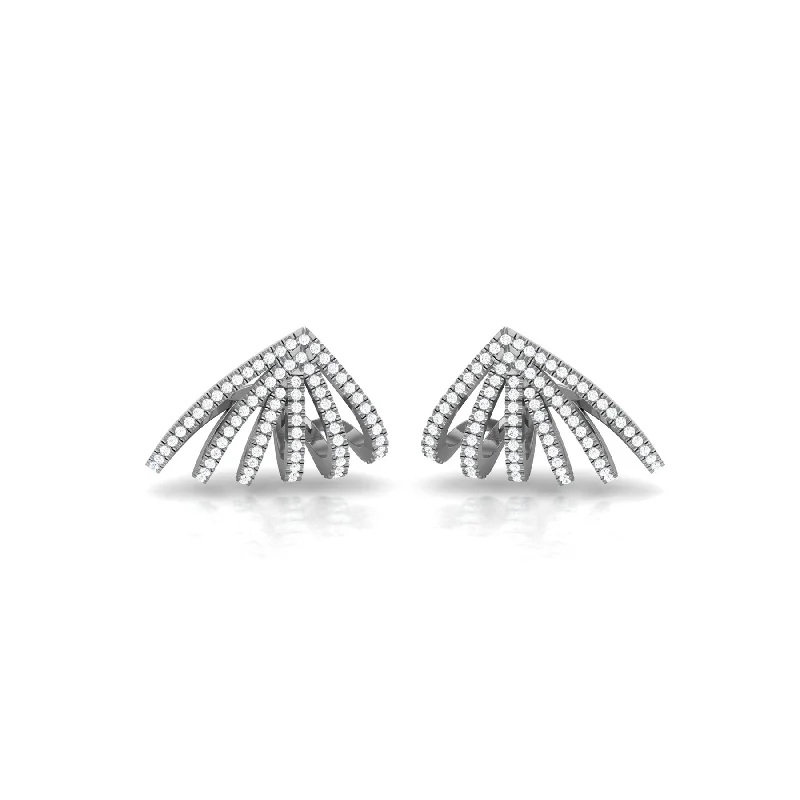 Women’s heart-shaped earrings-Stellar Diamond Mesh Hoop Earrings