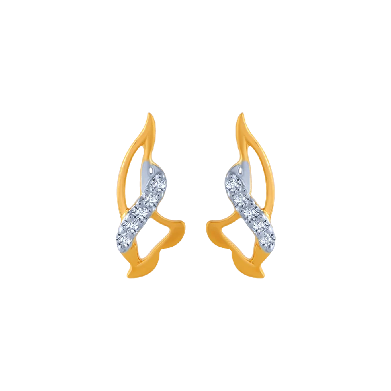 Women’s heart earrings-14KT (585) Yellow Gold And Diamond Stud Earrings For Women