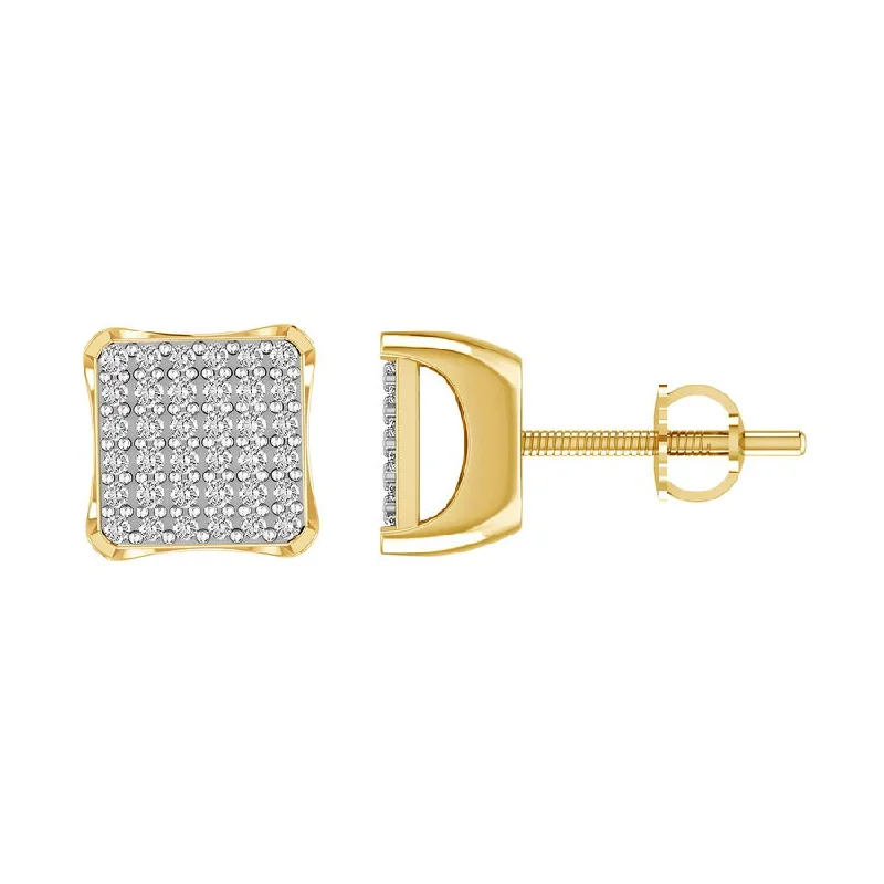 Women’s silver hoop earrings-LADIES STUD EARRINGS 0.33CT ROUND DIAMOND 10K YELLOW GOLD