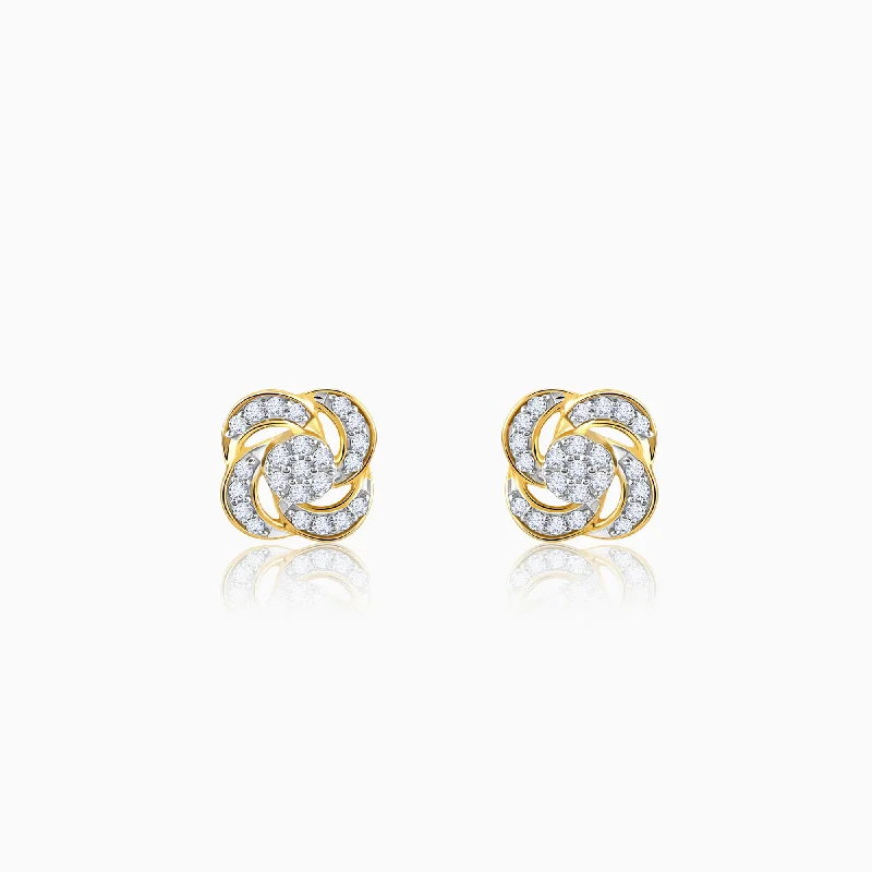 Women’s elegant earrings-Gold Blume Diamond Earrings