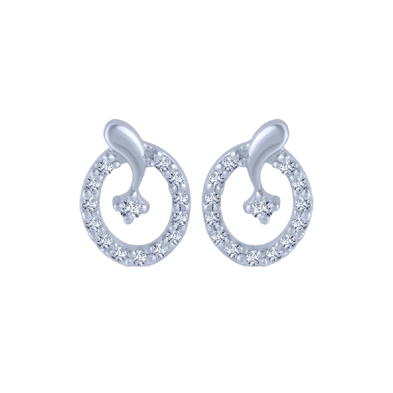 Women’s contemporary earrings-14KT (585) White Gold And Diamond Stud Earrings For Women