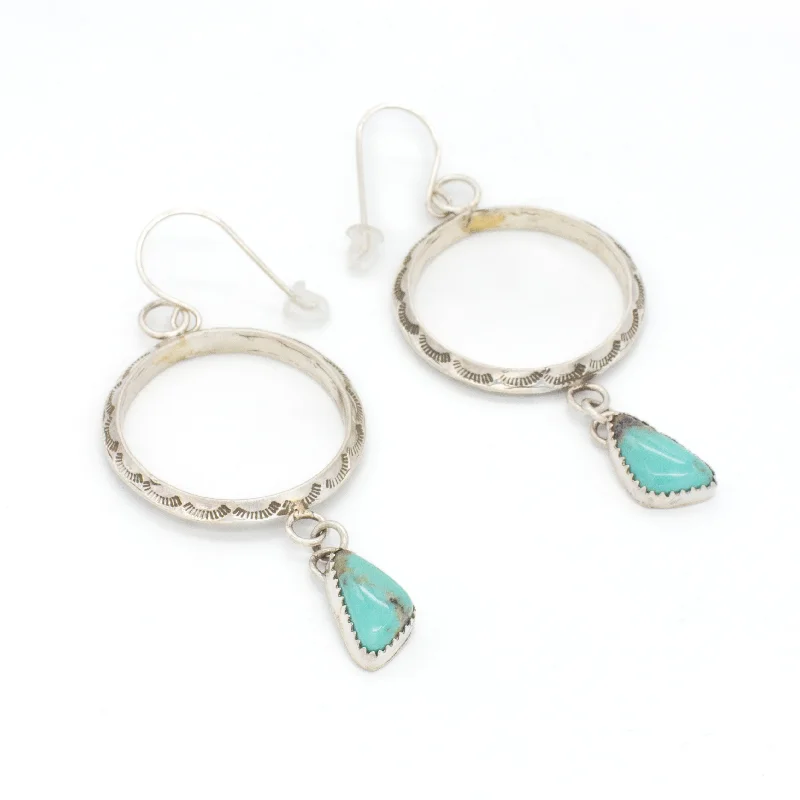 Women’s vintage earrings-Rochelle Yazzie Navajo Handmade Sterling Silver Turquoise Earrings