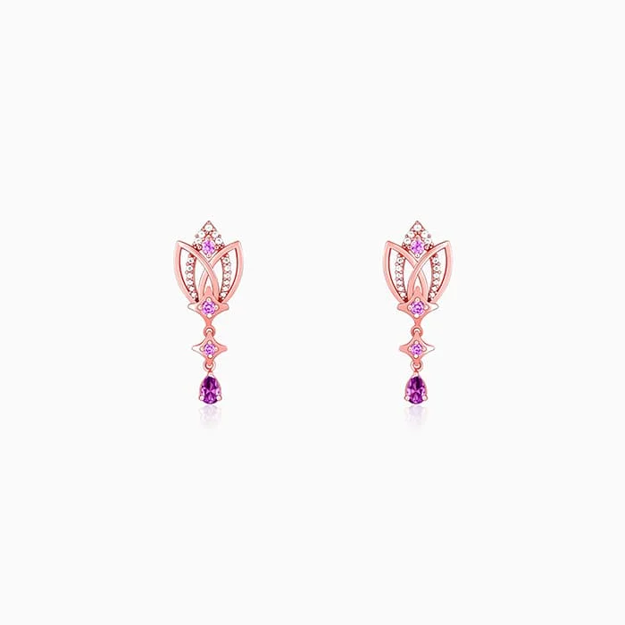 Women’s floral earrings-Rose Gold Blessed Notre Dame Earrings