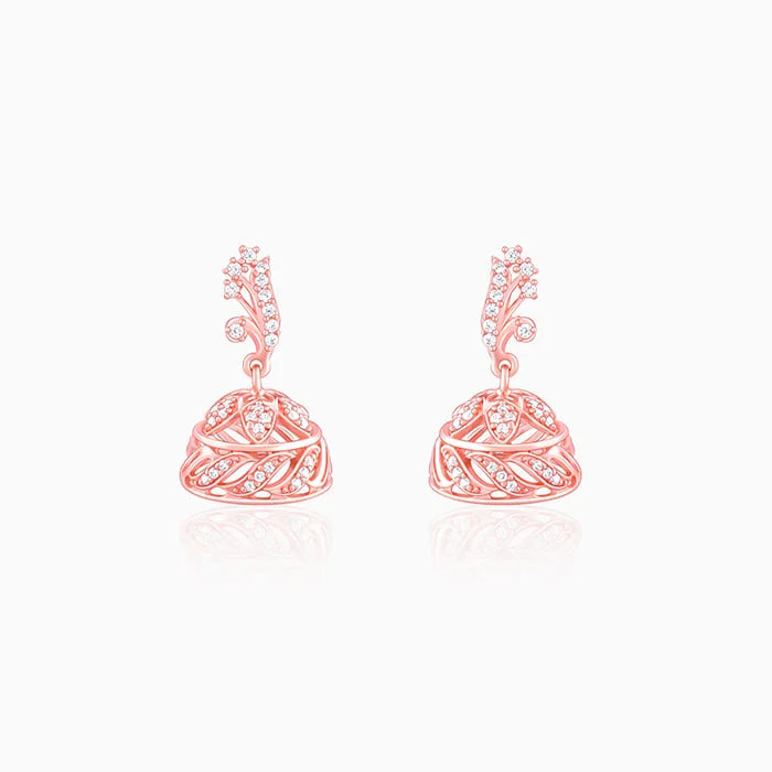 Women’s festive earrings-Rose Gold Ajmer Jhumki Earrings