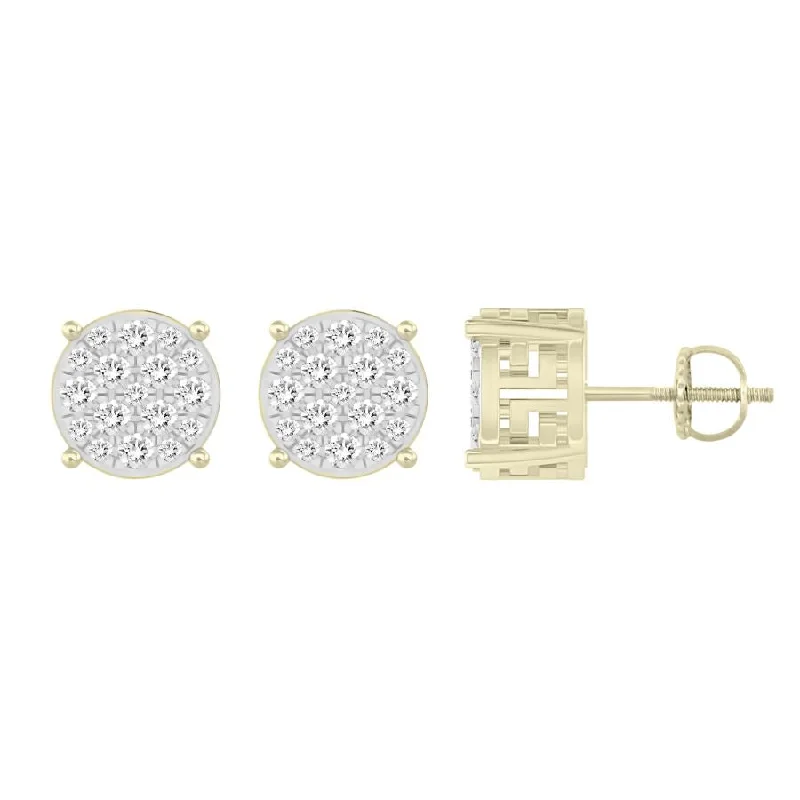 Women’s birthday earrings-LADIES STUD EARRINGS 0.25CT ROUND DIAMOND 10K YELLOW GOLD