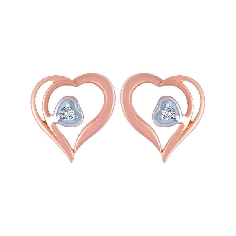 Women’s sterling silver earrings-14k (585) Rose Gold And Diamond Stud Earrings For Women