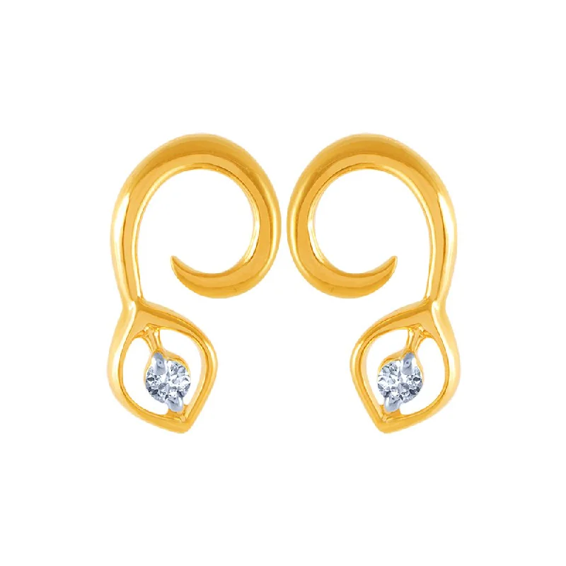 Women’s crystal earrings-14k (585) Yellow Gold And Diamond Stud Earrings For Women