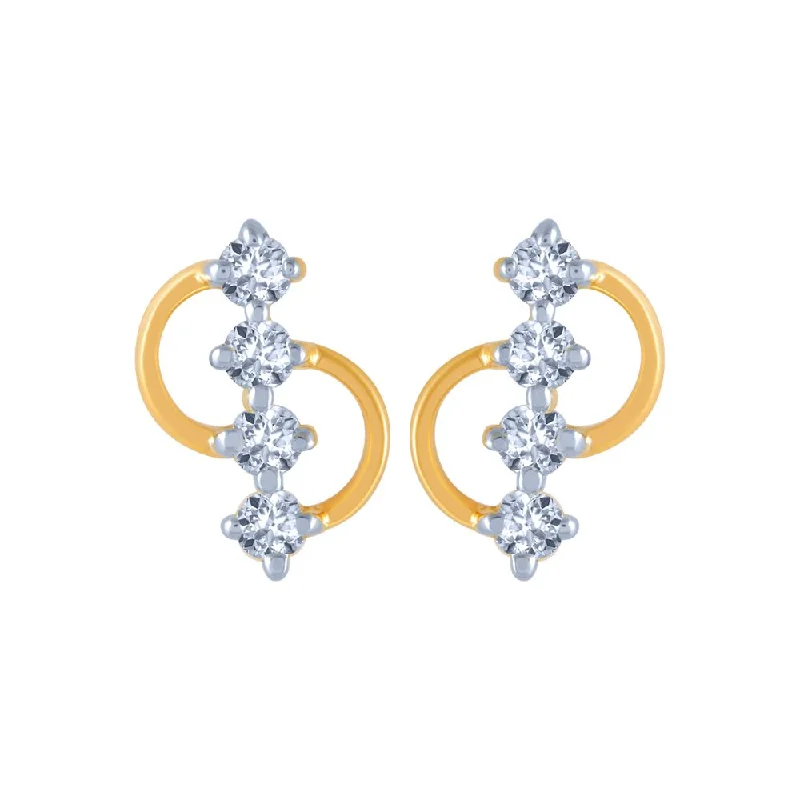 Women’s luxury earrings-14k (585) Yellow Gold And Diamond Stud Earrings For Women