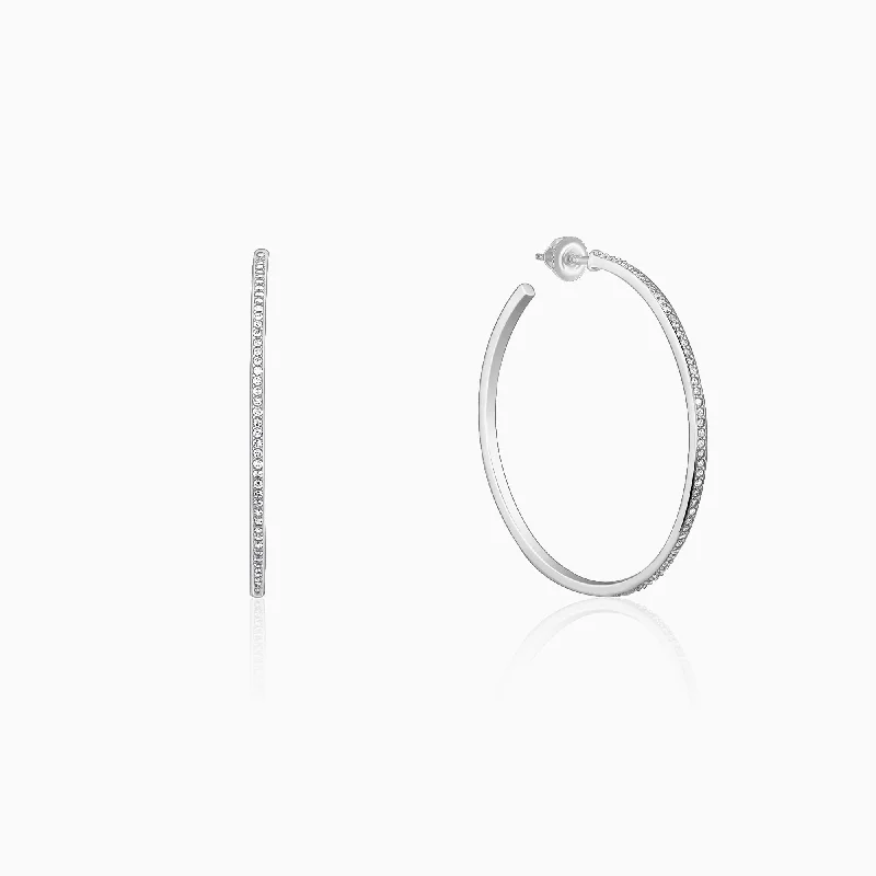 Women’s everyday earrings-Silver Studded Hoop Earrings