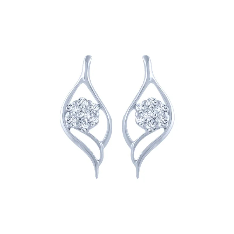 Women’s tribal earrings-14k (585) White Gold And Diamond Stud Earrings For Women