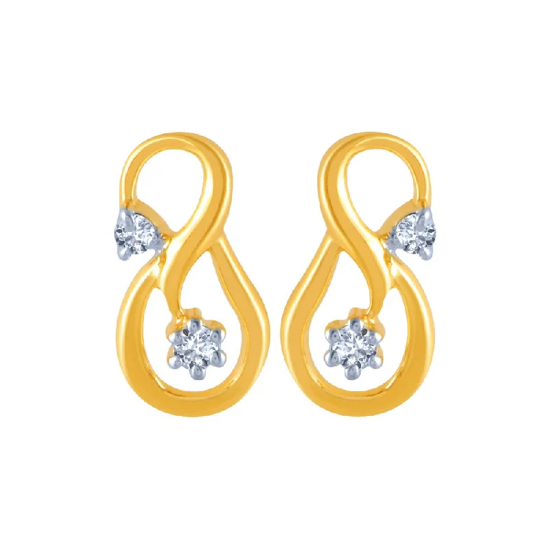 Women’s ear cuffs-14k (585) Yellow Gold And Diamond Stud Earrings For Women