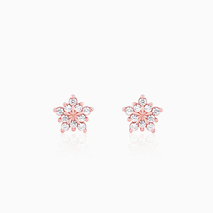 Women’s stackable earrings-Rose Gold Shining Star Stud Earrings