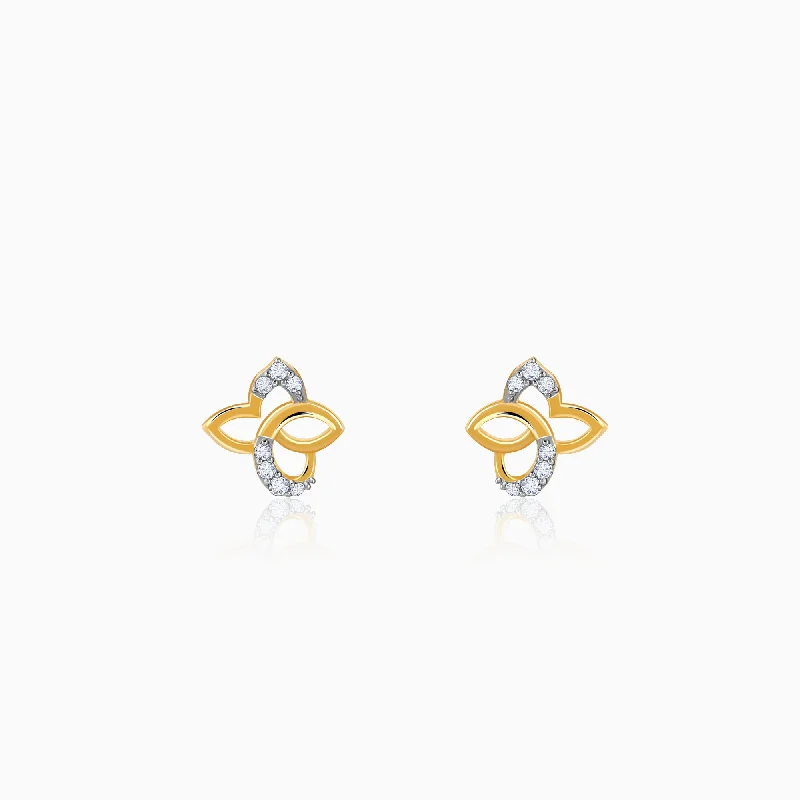 Women’s colorful gem earrings-Gold True Blossom Diamond Earrings