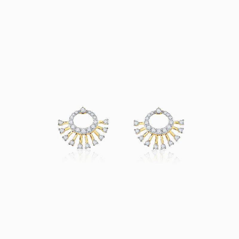 Women’s glitter earrings-Gold Bella Aura Diamond Earrings