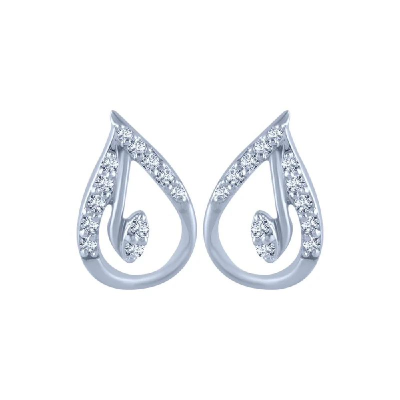 Women’s tassel earrings-14k (585) White Gold And Diamond Stud Earrings For Women