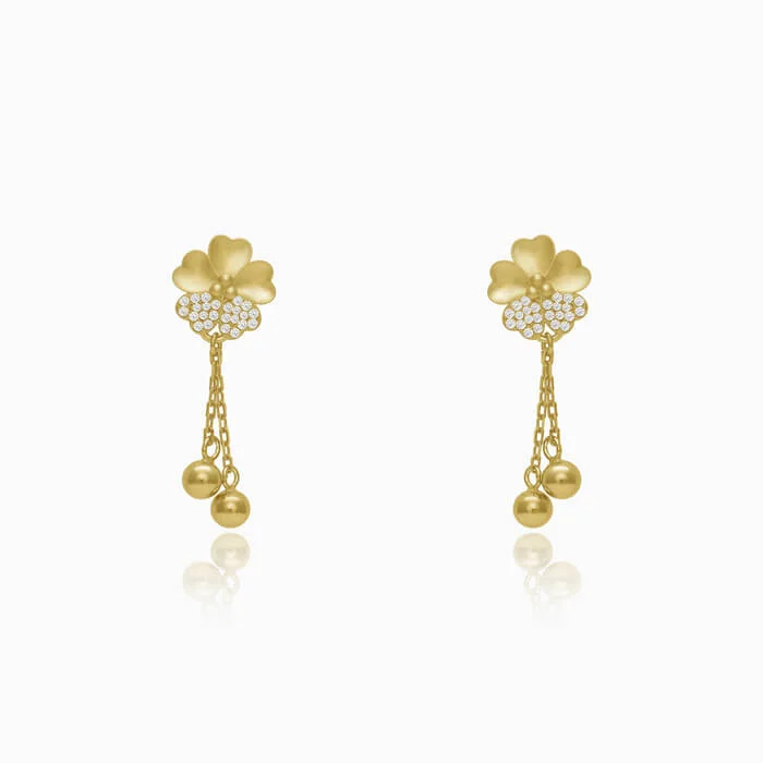 Women’s designer earrings-Golden Clover Dangle Earrings