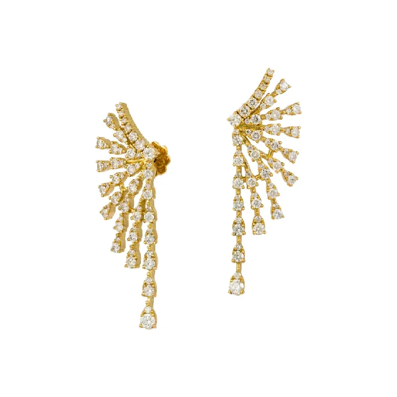 Women’s cute earrings-Gold Splash Diamond Earrings