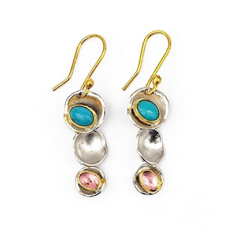 Women’s minimalist earrings-Turquoise and Tourmaline Earring