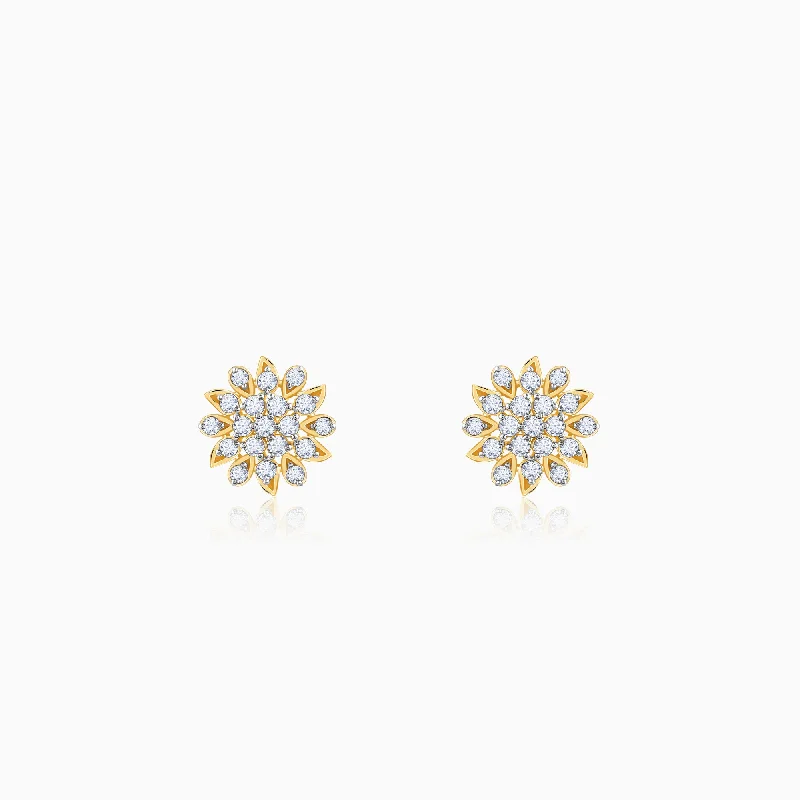 Women’s luxury earrings-Gold Radiant Blossom Diamond Earrings