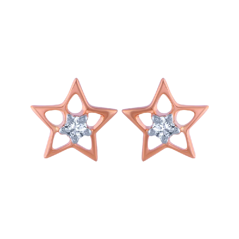 Women’s everyday earrings-14KT (585) Rose Gold And Diamond Stud Earrings For Women