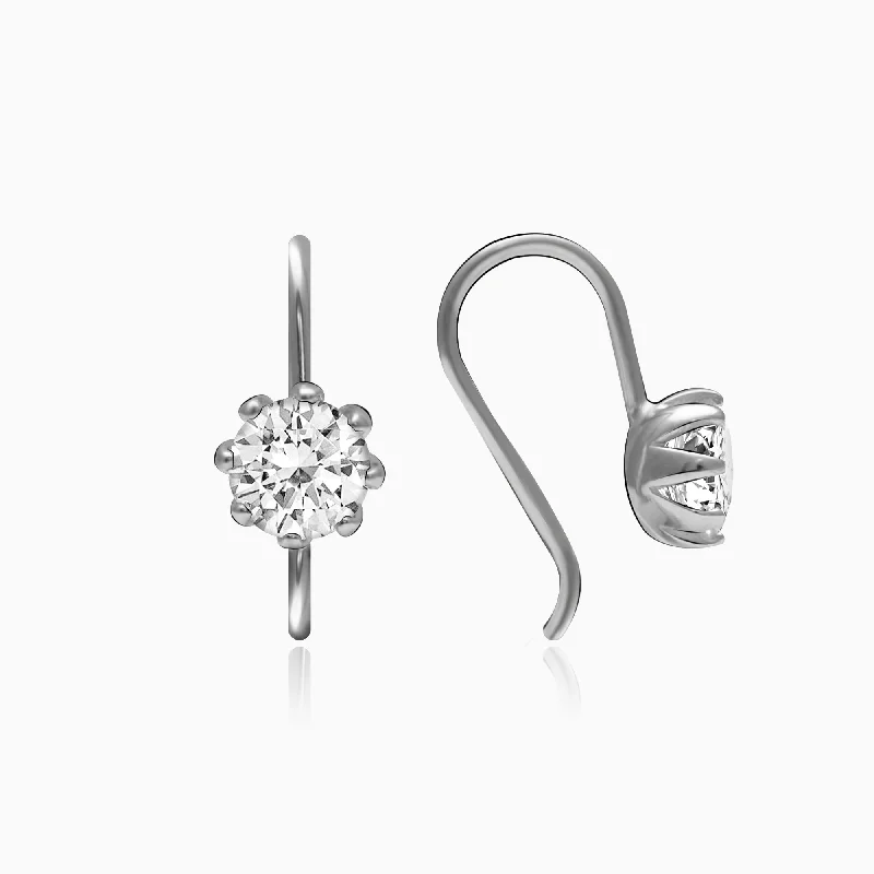 Women’s statement earrings-Silver Zircon Tiny Stud Earrings