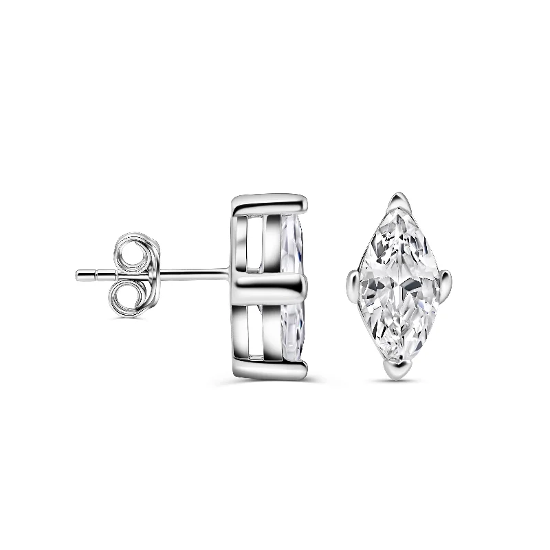 Women’s diamond earrings-Mini Marquise Studs