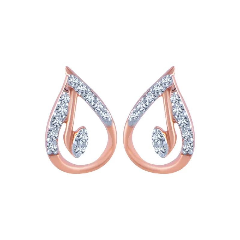 Women’s trendy hoop earrings-14k (585) Rose Gold And Diamond Stud Earrings For Women