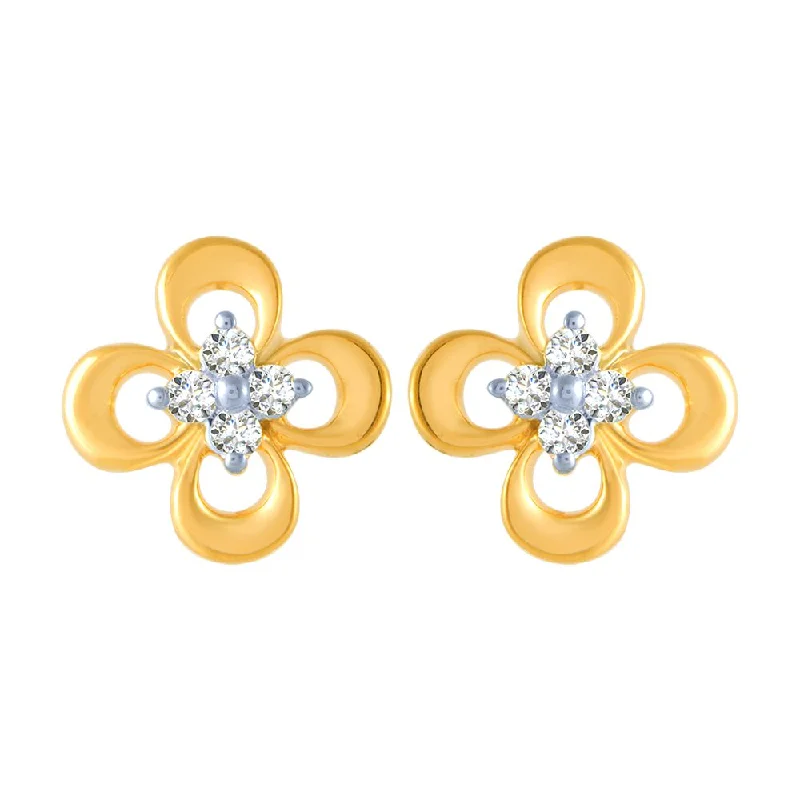 Women’s diamond earrings-14k (585) Yellow Gold And Diamond Stud Earrings For Women