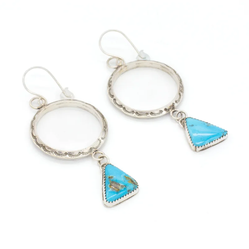 Women’s stud earrings-Rochelle Yazzie Navajo Handmade Sterling Silver Turquoise Earrings