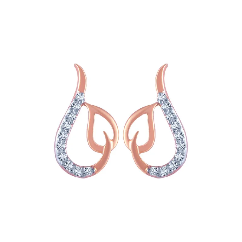 Women’s cute earrings-14k (585) Rose Gold And Diamond Stud Earrings For Women